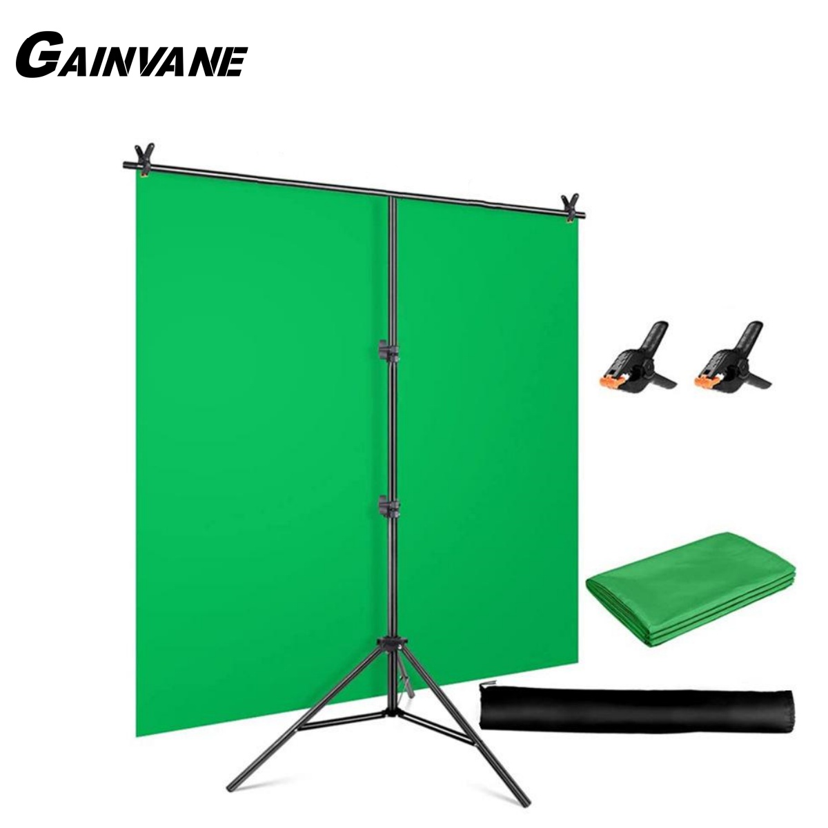 Green Screen Collapsible - T-Shape Backdrop Stand Kit with Background