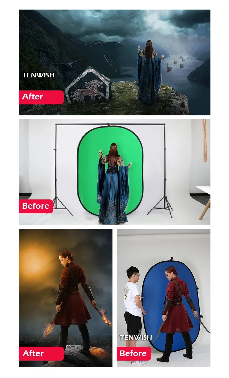 TENWISH 100*150cm / 200*150cm  - Green Screen Collapsible 评论和价格